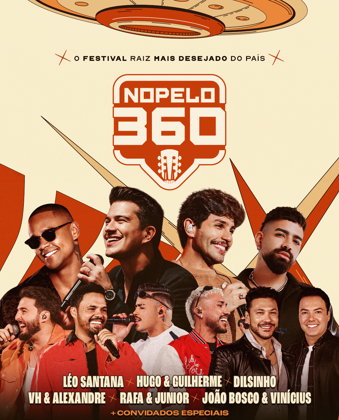 Além de Hugo e Guilherme, Léo Santana e Dilsinho são confirmados no Festival No Pelo 360 em Goiânia; line-up ainda traz VH & Alexandre e Rafa & Júnior e João Bosco e Vinícius como convidados