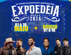 Expo Edéia 2026 terá Gusttavo Lima, Leonardo e grandes atrações em Goiás