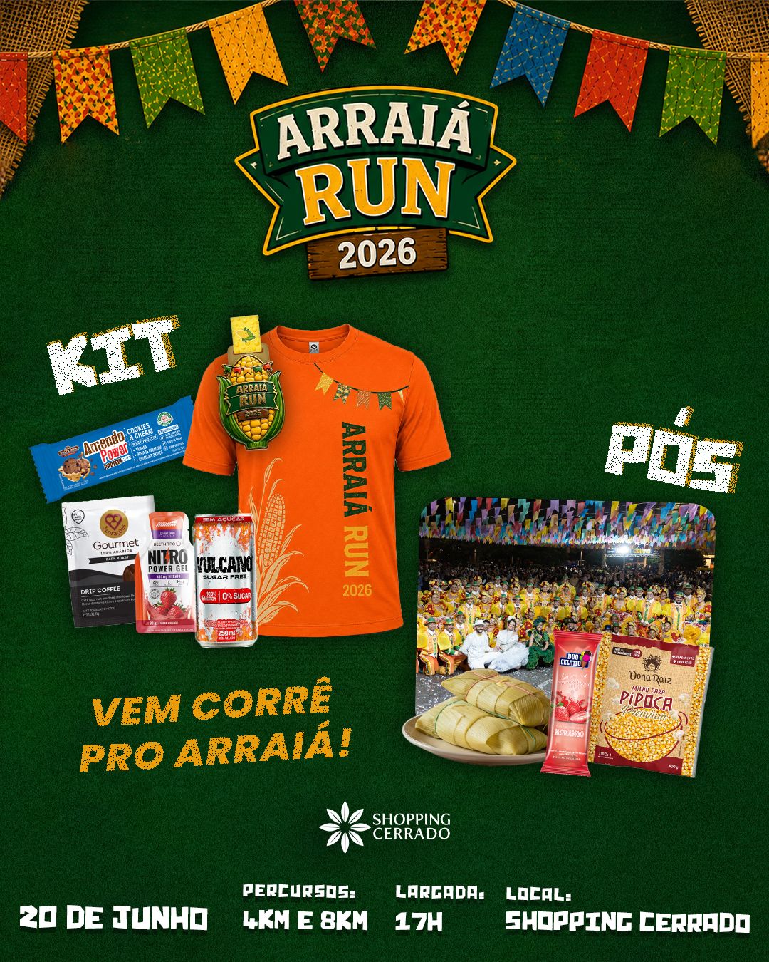 Arraiá Run une corrida de rua e festa junina no Shopping Cerrado